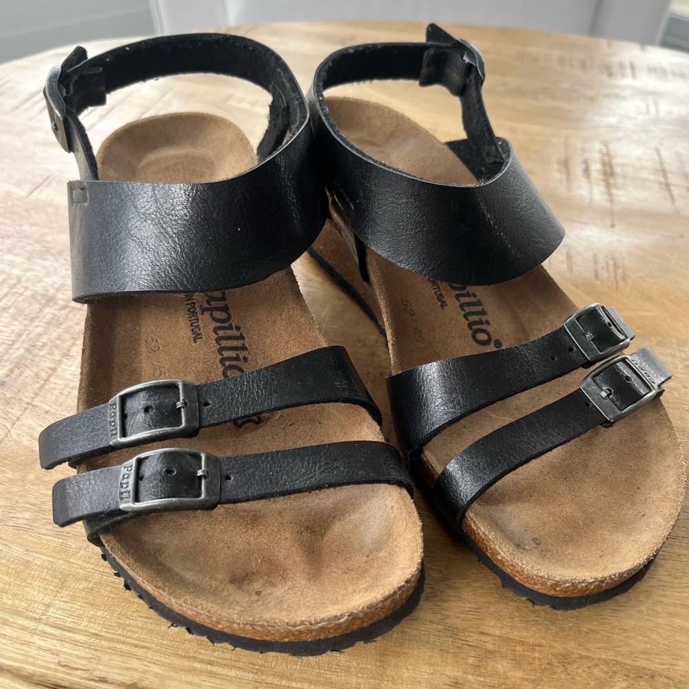 Papillio by Birkenstock Ellen wedge sandals Black Straps Sz 6